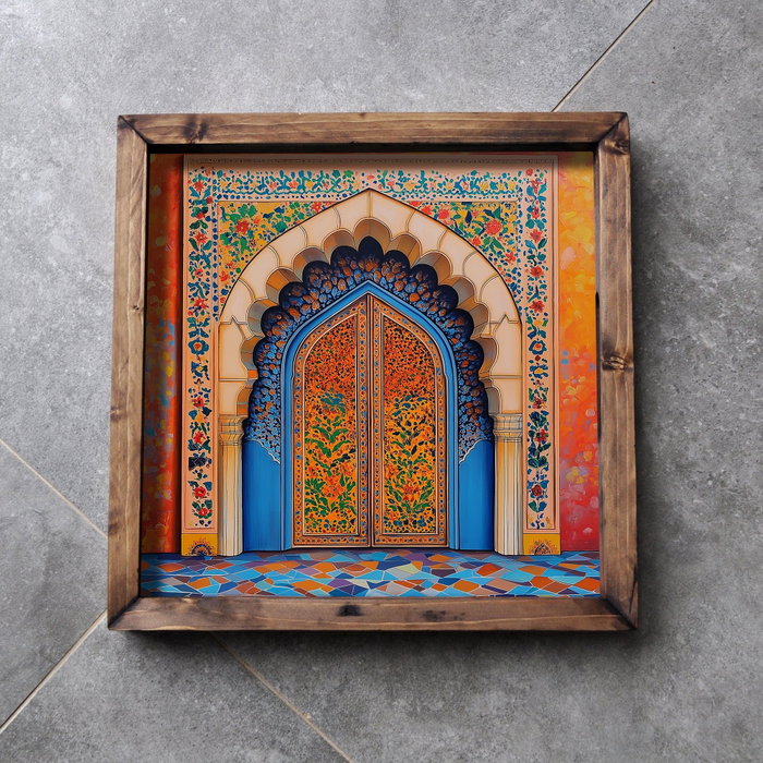 Aberto Design REF056 Bandeja de Madera Maciza con Impresión UV, 35x35x4 cm